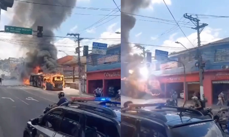 Desespero: ônibus fora de controle incendeia e colide com poste de eletricidade; assista ao vídeo