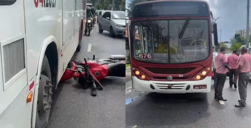 “Escapatória Incrível: Motoqueiro Evita Ser Esmagado por Ônibus em Manaus”