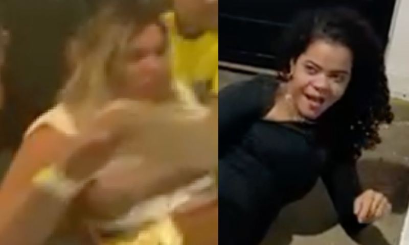 Loira e morena brigam por homem comprometido em banheiro de bar; assista aos vídeos